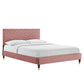 Leah Chevron Tufted Performance Velvet Full Platform Bed, MOD-6997 FredCo