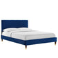 Leah Chevron Tufted Performance Velvet Full Platform Bed, MOD-6997 FredCo