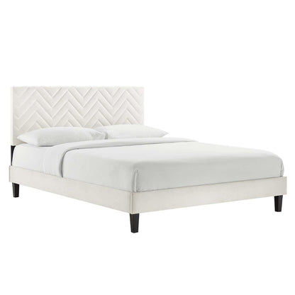 Leah Chevron Tufted Performance Velvet Queen Platform Bed, MOD-6973 FredCo