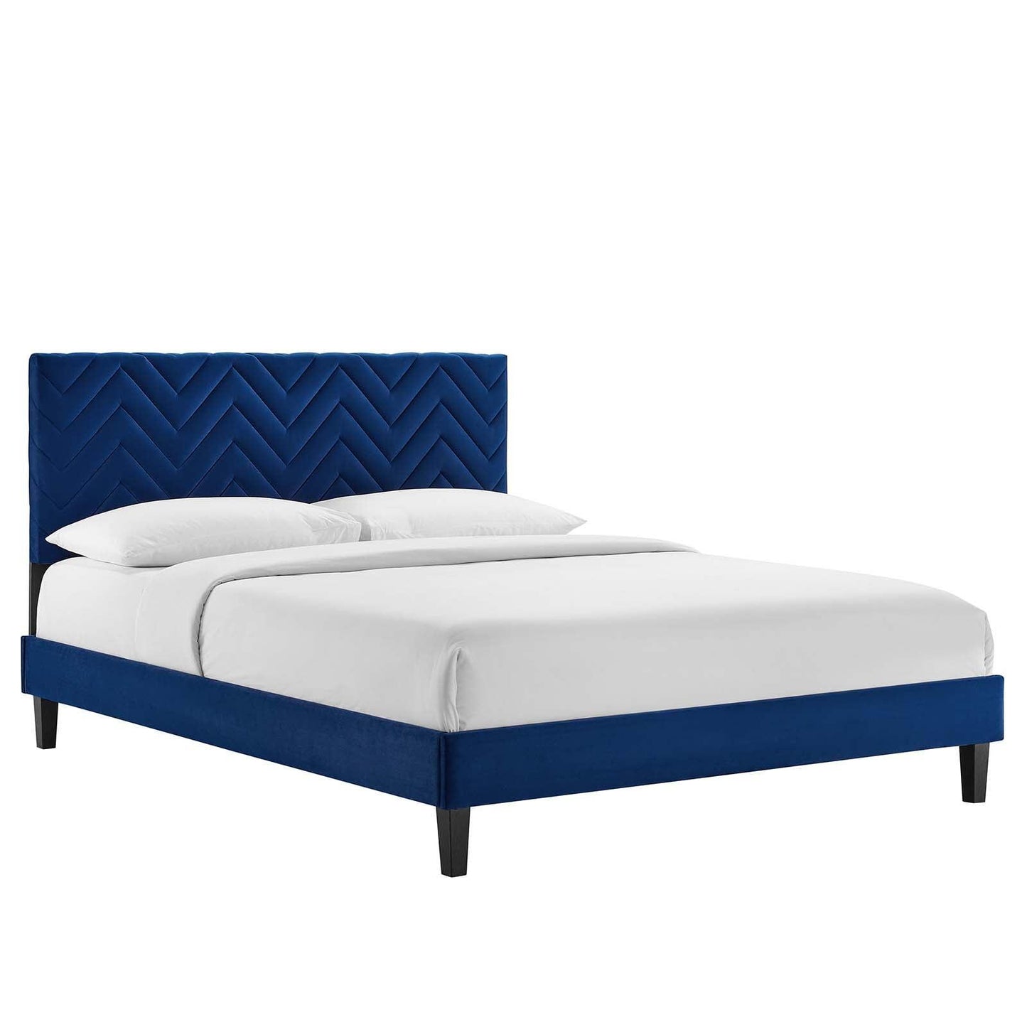 Leah Chevron Tufted Performance Velvet Queen Platform Bed, MOD-6973 FredCo