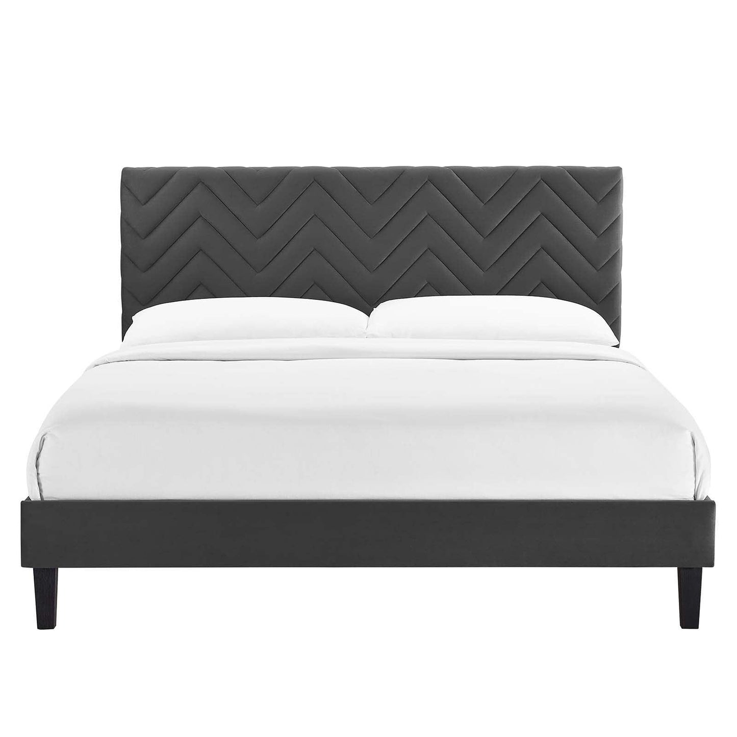 Leah Chevron Tufted Performance Velvet Queen Platform Bed, MOD-6973 FredCo