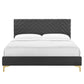 Leah Chevron Tufted Performance Velvet Queen Platform Bed, MOD-6977 FredCo