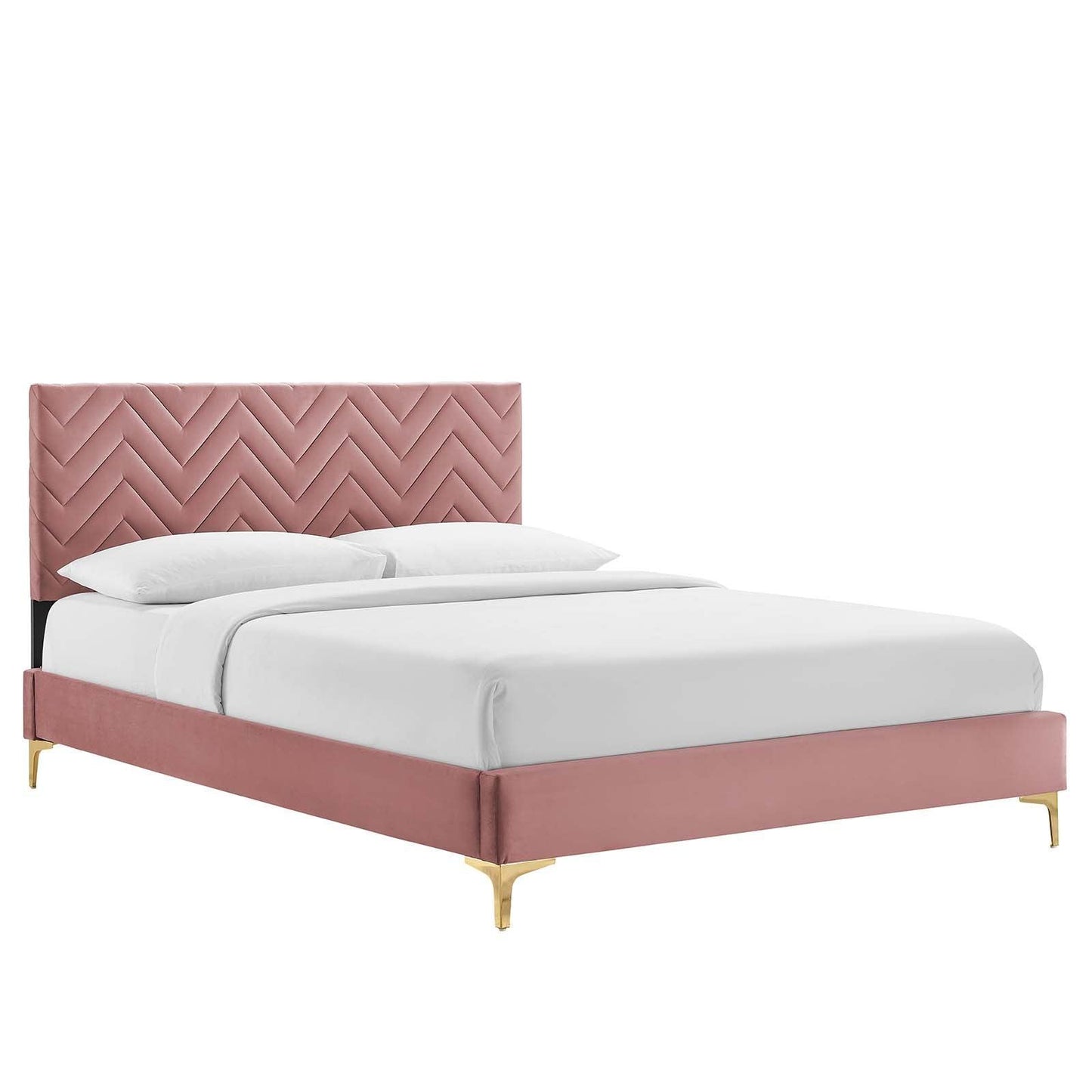 Leah Chevron Tufted Performance Velvet Queen Platform Bed, MOD-6977 FredCo