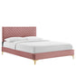 Leah Chevron Tufted Performance Velvet Queen Platform Bed, MOD-6977 FredCo