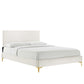 Leah Chevron Tufted Performance Velvet Queen Platform Bed, MOD-6977 FredCo
