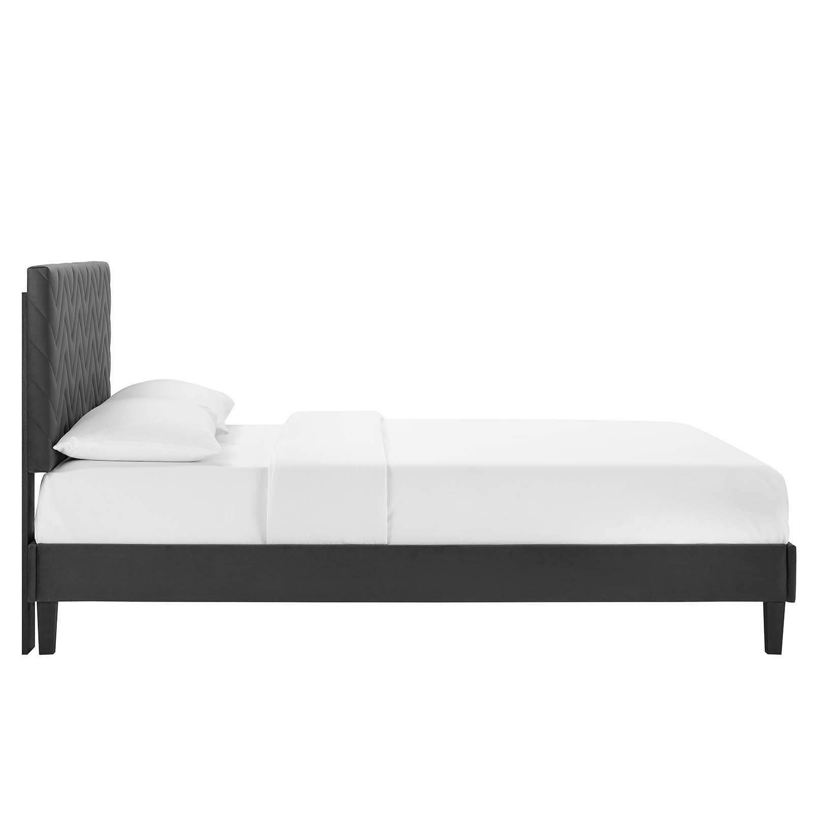 Leah Chevron Tufted Performance Velvet Twin Platform Bed, MOD-6989 FredCo