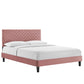 Leah Chevron Tufted Performance Velvet Twin Platform Bed, MOD-6989 FredCo