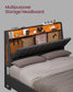LED Bed Frame Full Size, Storage Headboard and Charging Station FredCo