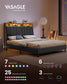 LED Bed Frame Full Size, Storage Headboard and Charging Station FredCo