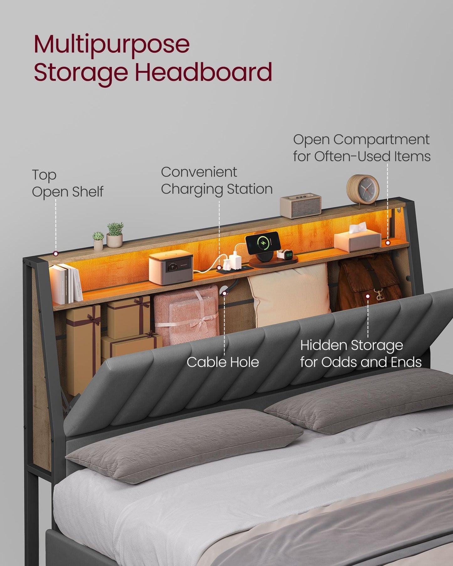 LED Bed Frame Queen Size FredCo