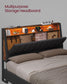 LED Bed Frame Queen Size, Storage Headboard and Charging Station FredCo