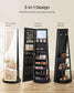 LED Mirror Jewelry Cabinet Standing Ink Black FredCo