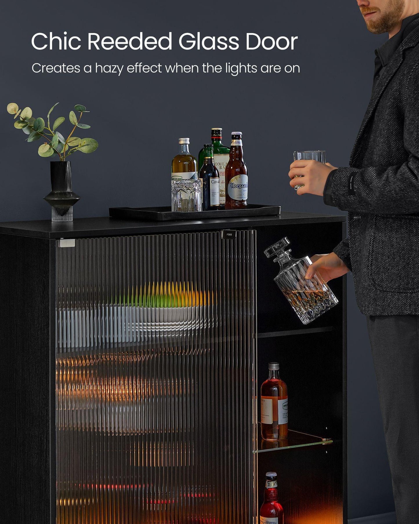 LED Sideboard Cabinet with Wine Storage FredCo