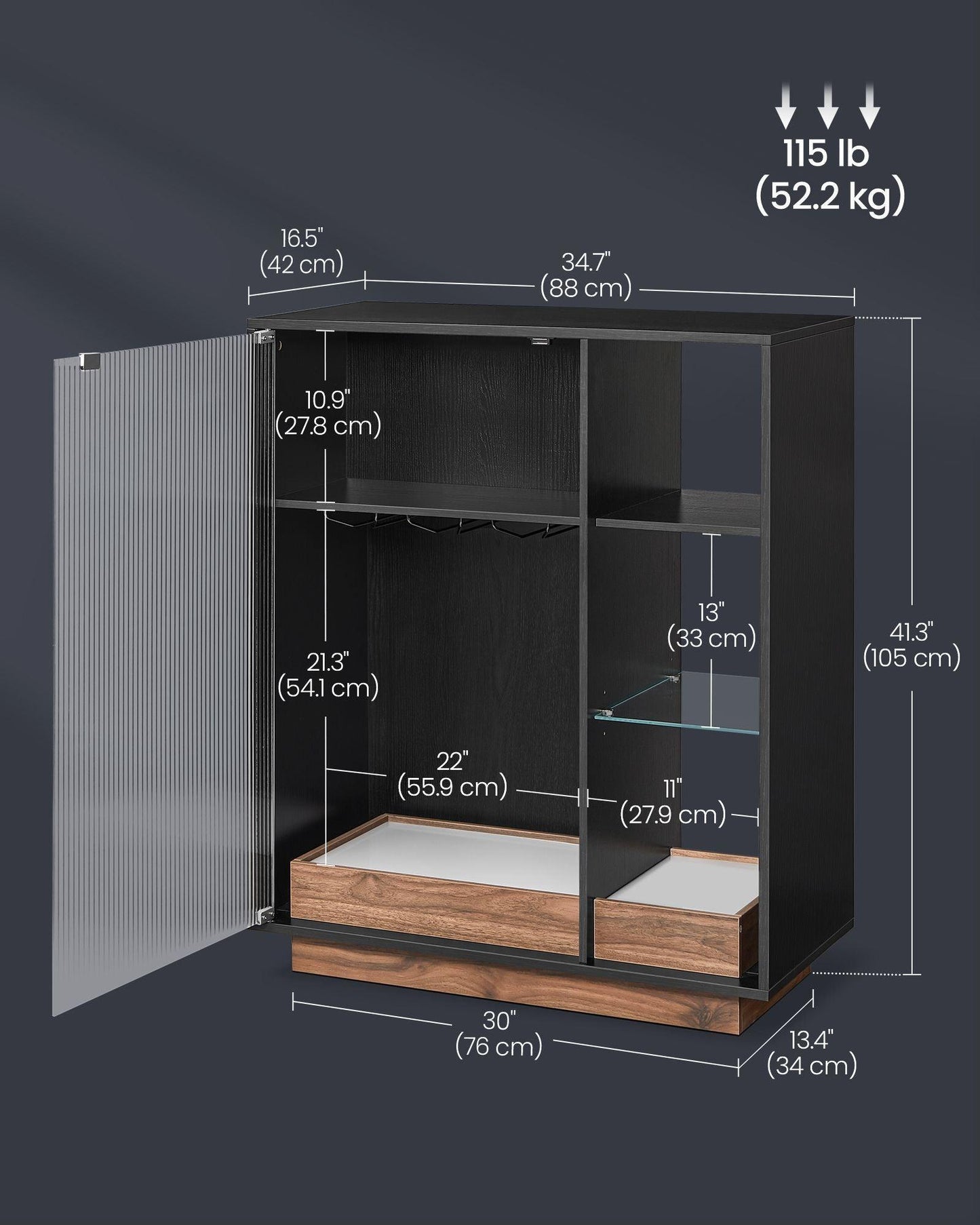 LED Sideboard Cabinet with Wine Storage FredCo
