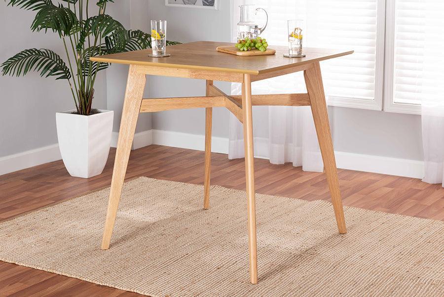 Leena Mid-Century Modern Natural Oak Finished Wood Counter Height Pub Table FredCo