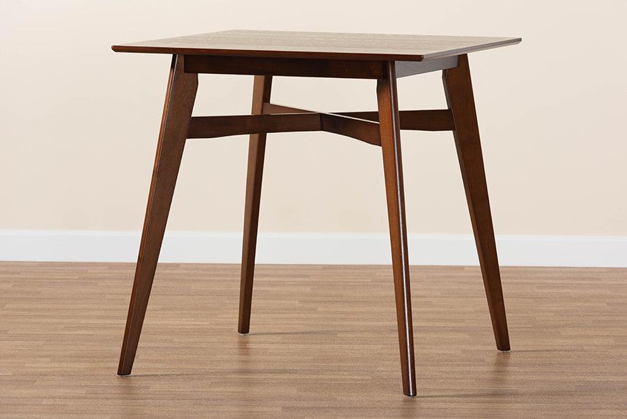Leena Mid-Century Modern Walnut Brown Finished Wood Counter Height Pub Table FredCo