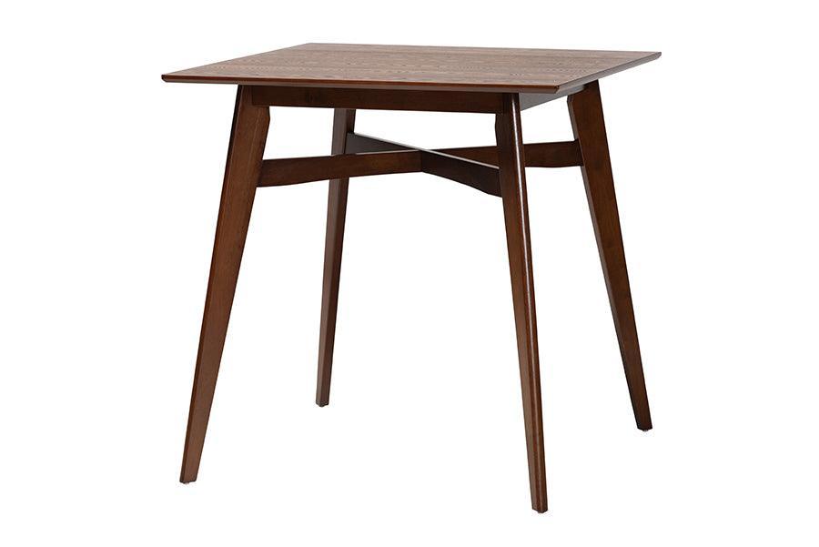 Leena Mid-Century Modern Walnut Brown Finished Wood Counter Height Pub Table FredCo
