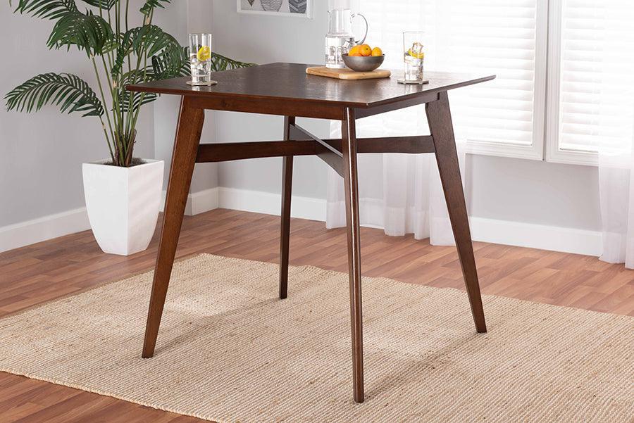 Leena Mid-Century Modern Walnut Brown Finished Wood Counter Height Pub Table FredCo
