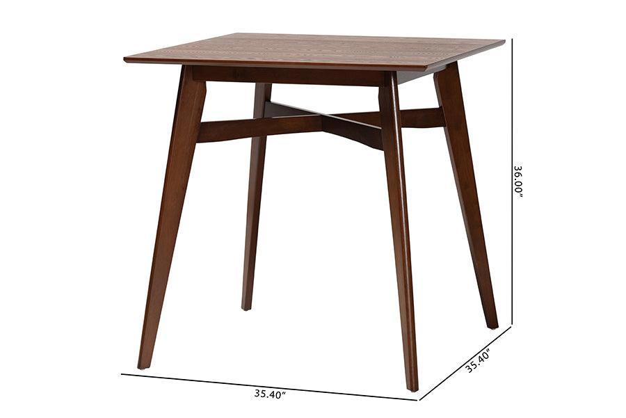 Leena Mid-Century Modern Walnut Brown Finished Wood Counter Height Pub Table FredCo