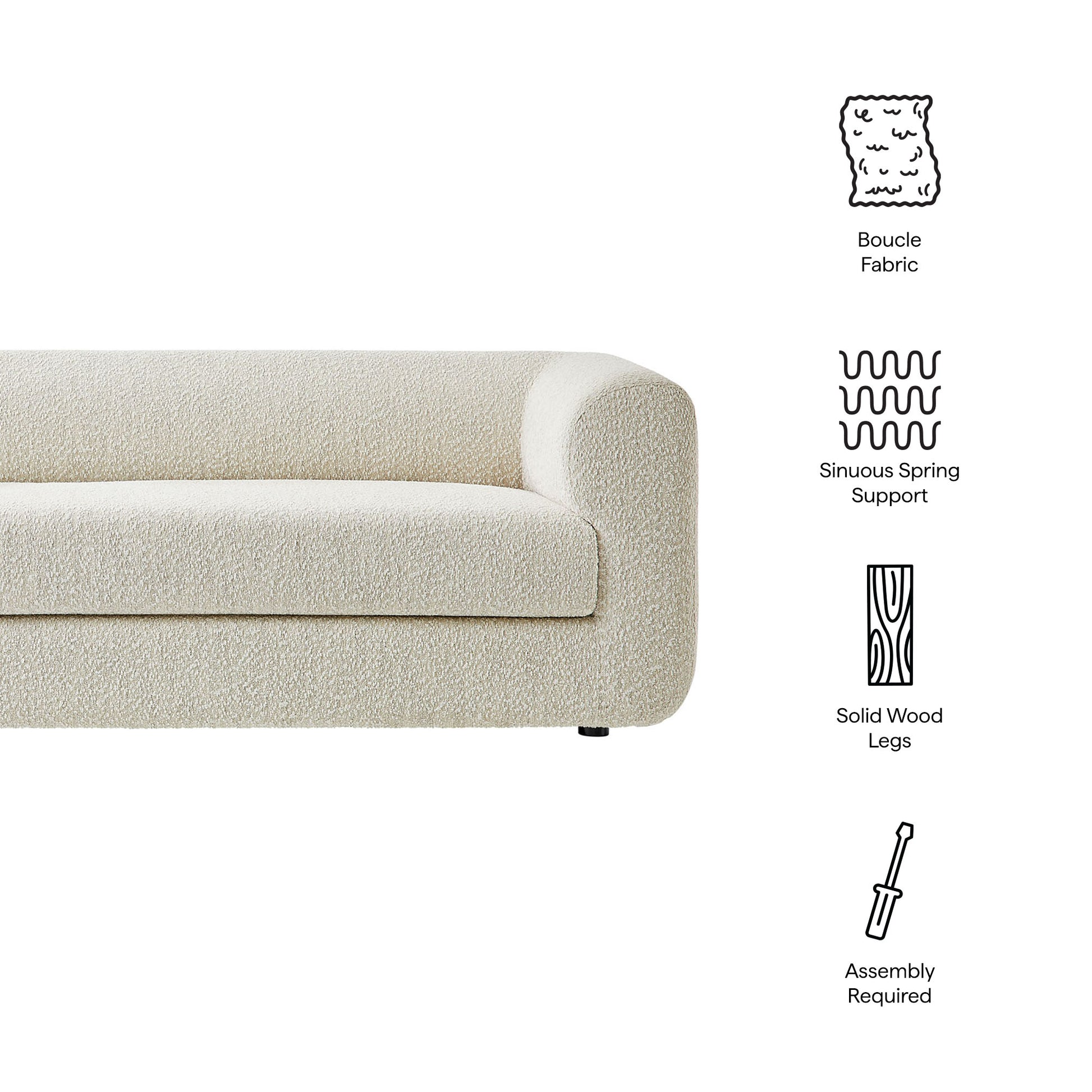 Leif 89" Boucle Upholstered Sofa by Modway EEI-7280 FredCo