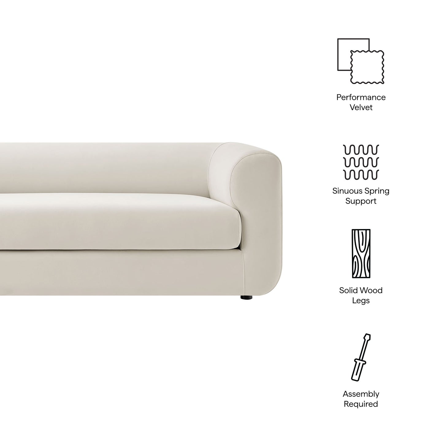 Leif 89" Performance Velvet Upholstered Sofa by Modway EEI-7281 FredCo