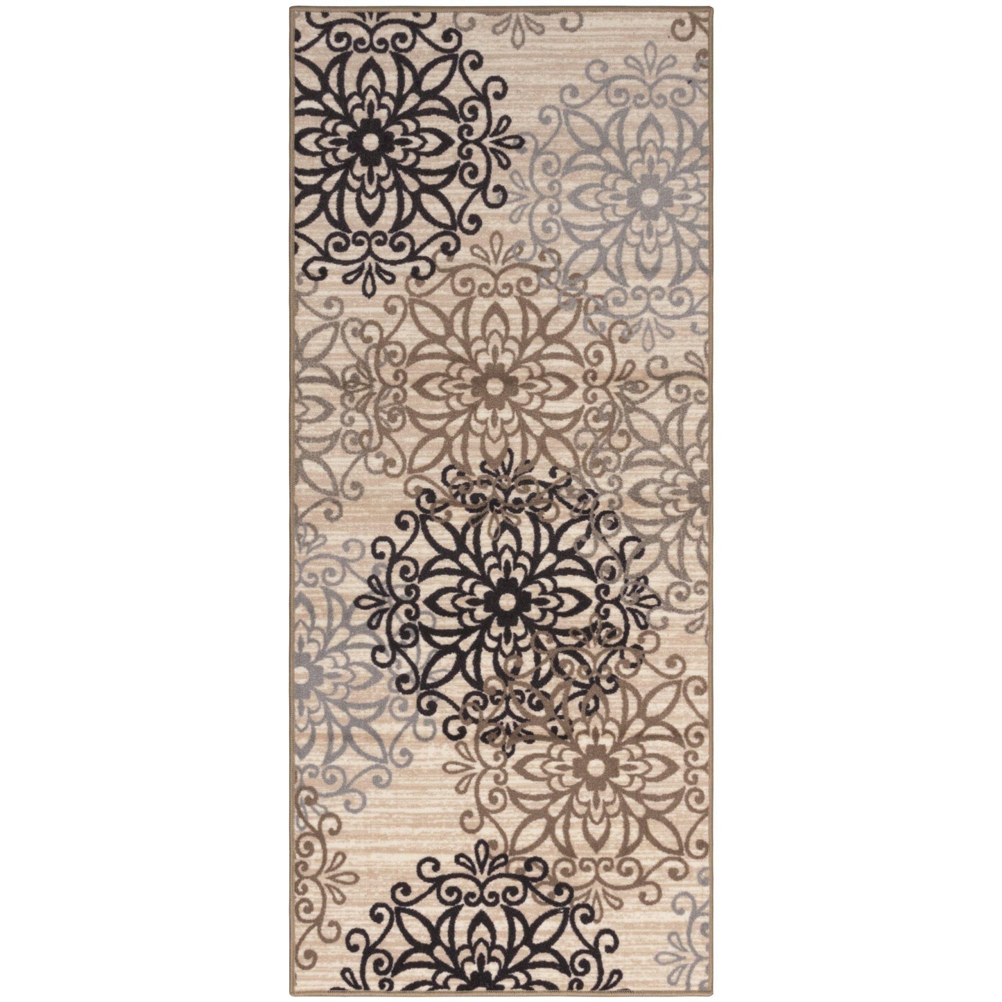 Leigh Non-Slip Foldable Floral Damask Rug FredCo