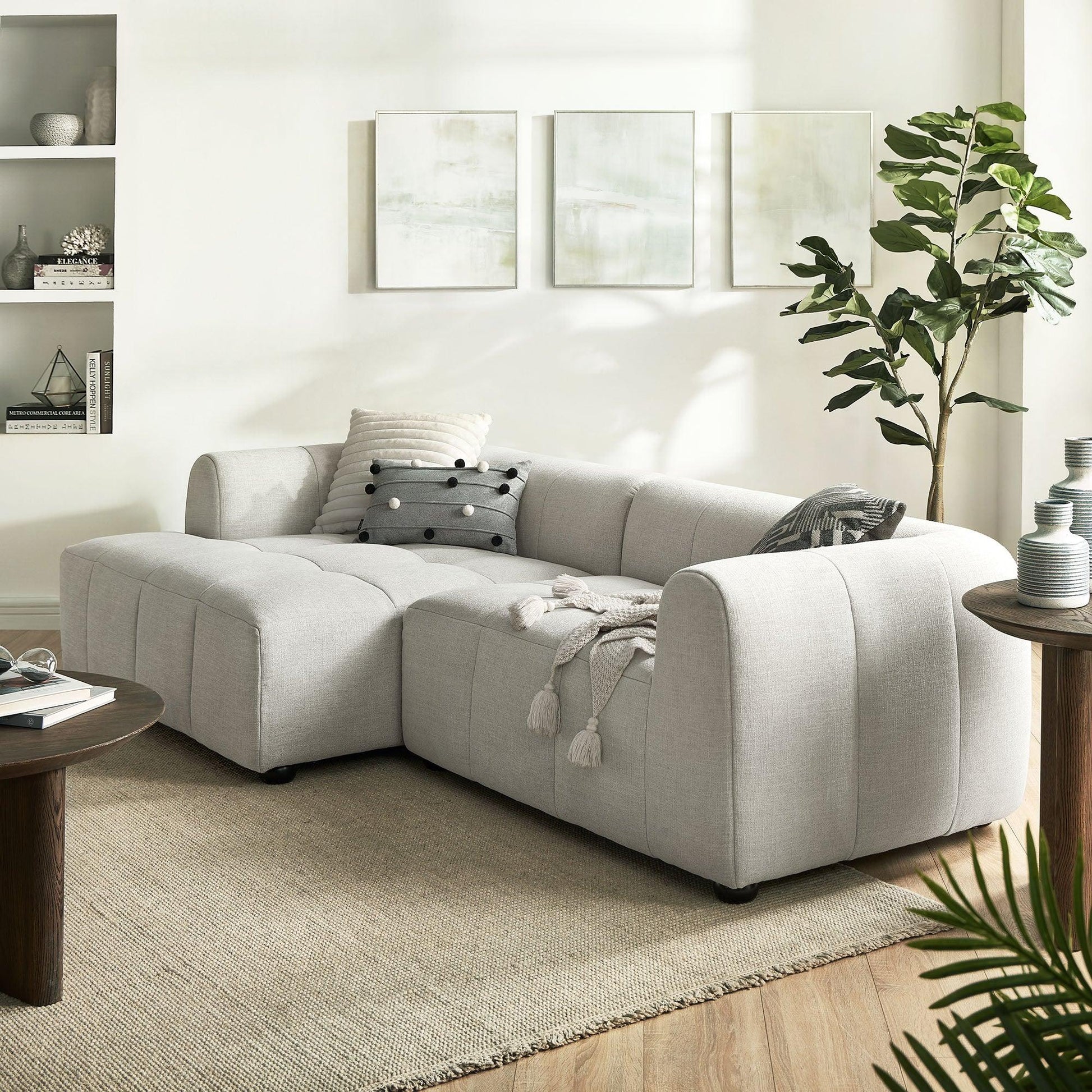 Liana Left-Facing Upholstered Fabric Modular Sofa with Chaise by Modway FredCo