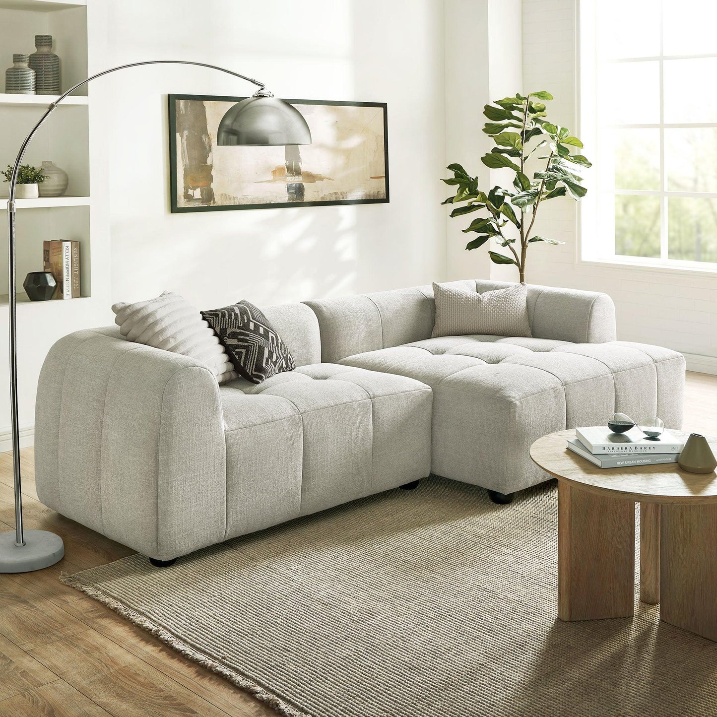 Liana Right-Facing Upholstered Fabric Modular Sofa with Chaise by Modway FredCo