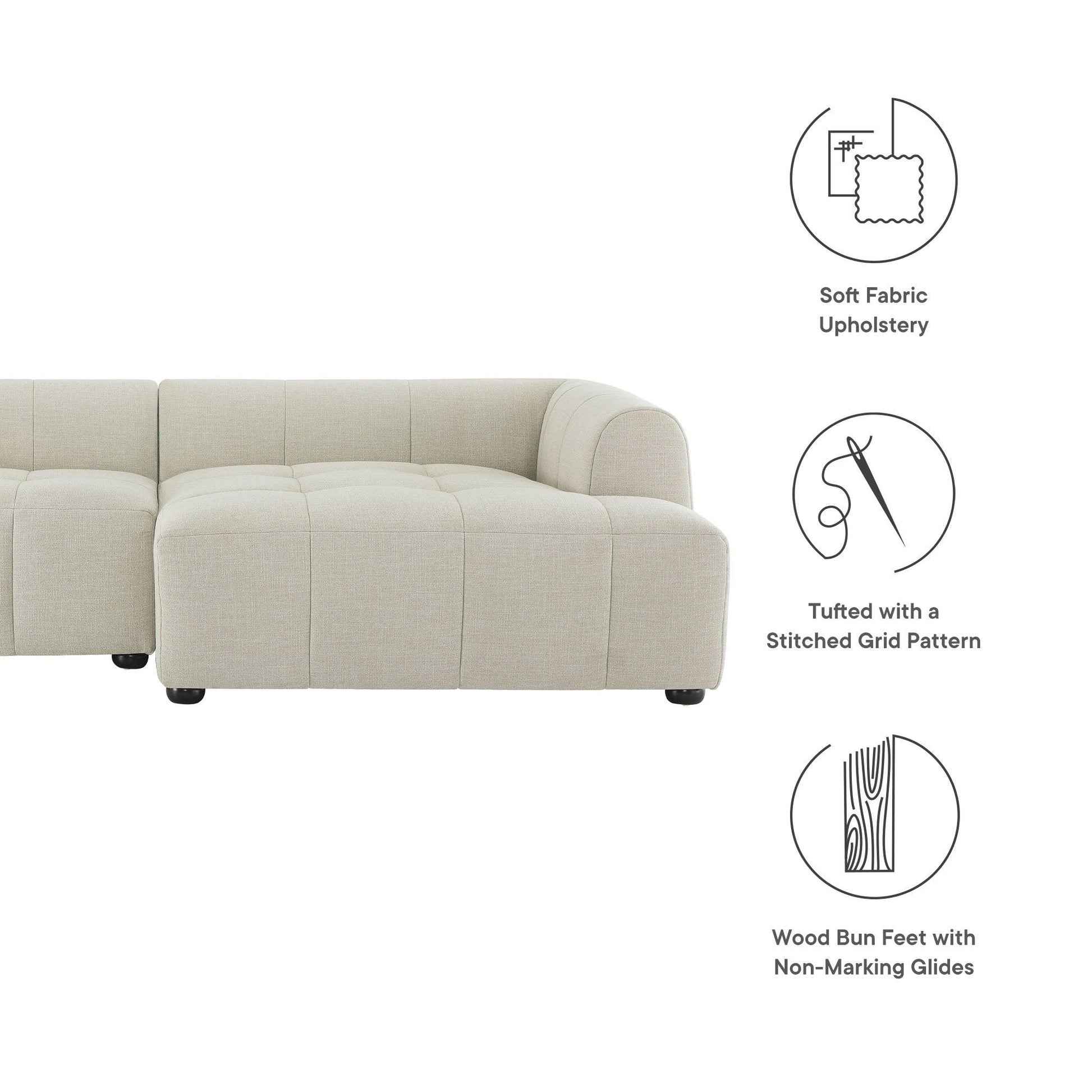 Liana Right-Facing Upholstered Fabric Modular Sofa with Chaise by Modway FredCo