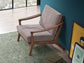 Lide Light Brown Fabric & Brown Finish Accent Chair FredCo
