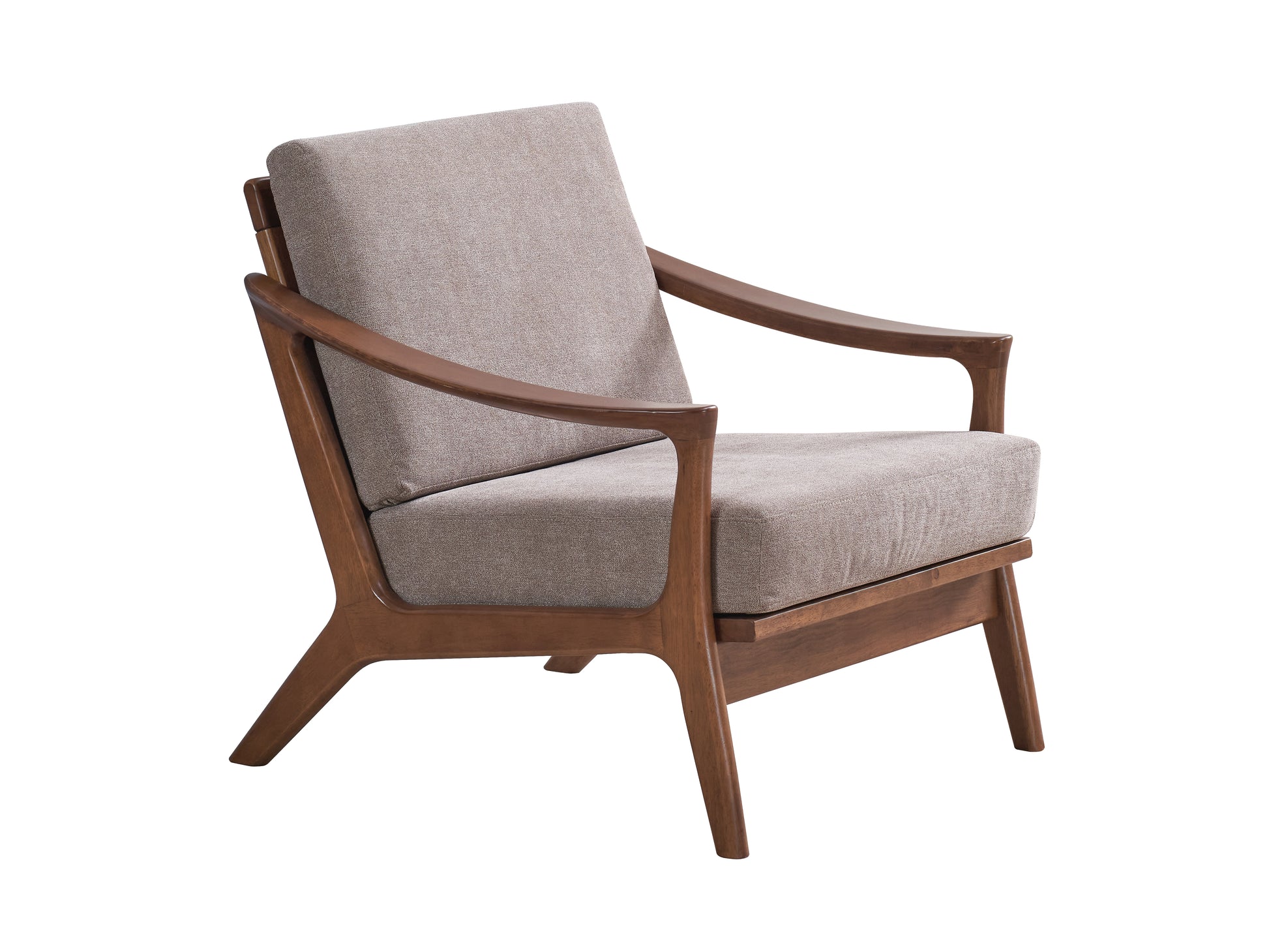 Lide Light Brown Fabric & Brown Finish Accent Chair FredCo