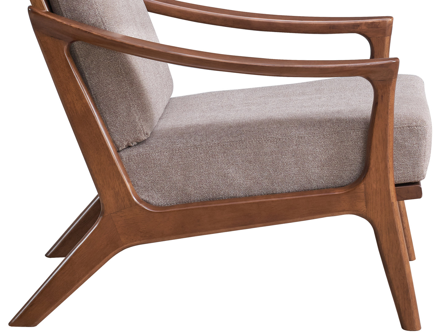 Lide Light Brown Fabric & Brown Finish Accent Chair FredCo