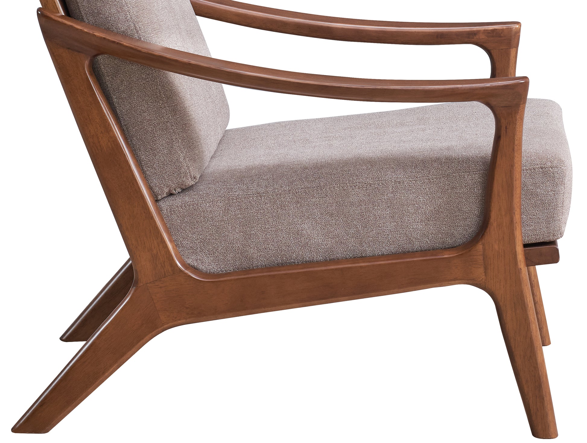 Lide Light Brown Fabric & Brown Finish Accent Chair FredCo