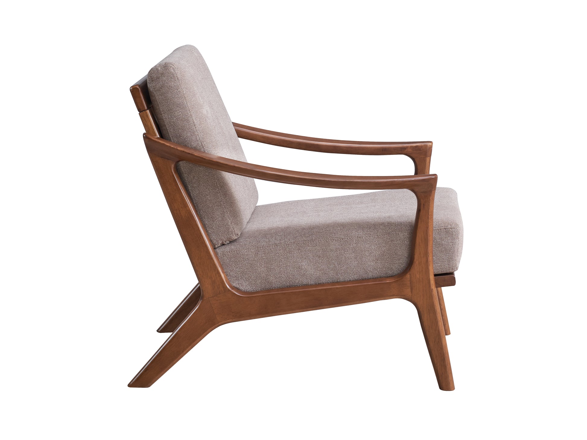Lide Light Brown Fabric & Brown Finish Accent Chair FredCo