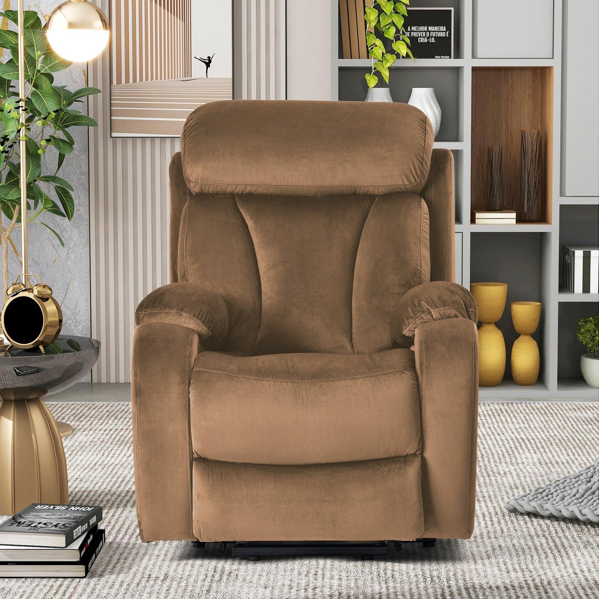Lift Chair Recliner with Power Lift Assistance, Adjustable Angles, and Anti-Skid Stability, Brown FredCo