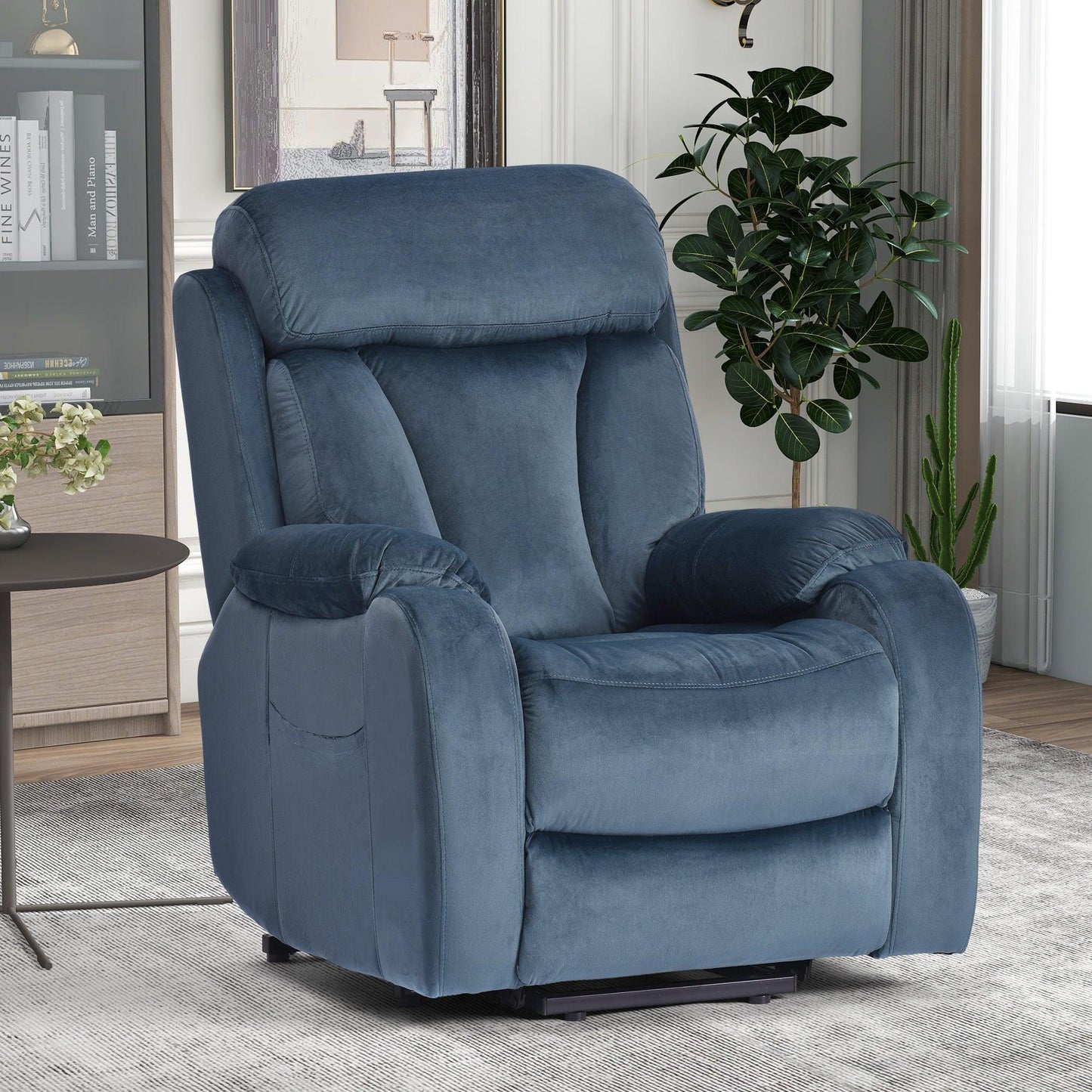Lift Chair Recliner with Power Lift Assistance, Adjustable Angles, and Anti-Skid Stability, Navy Blue FredCo