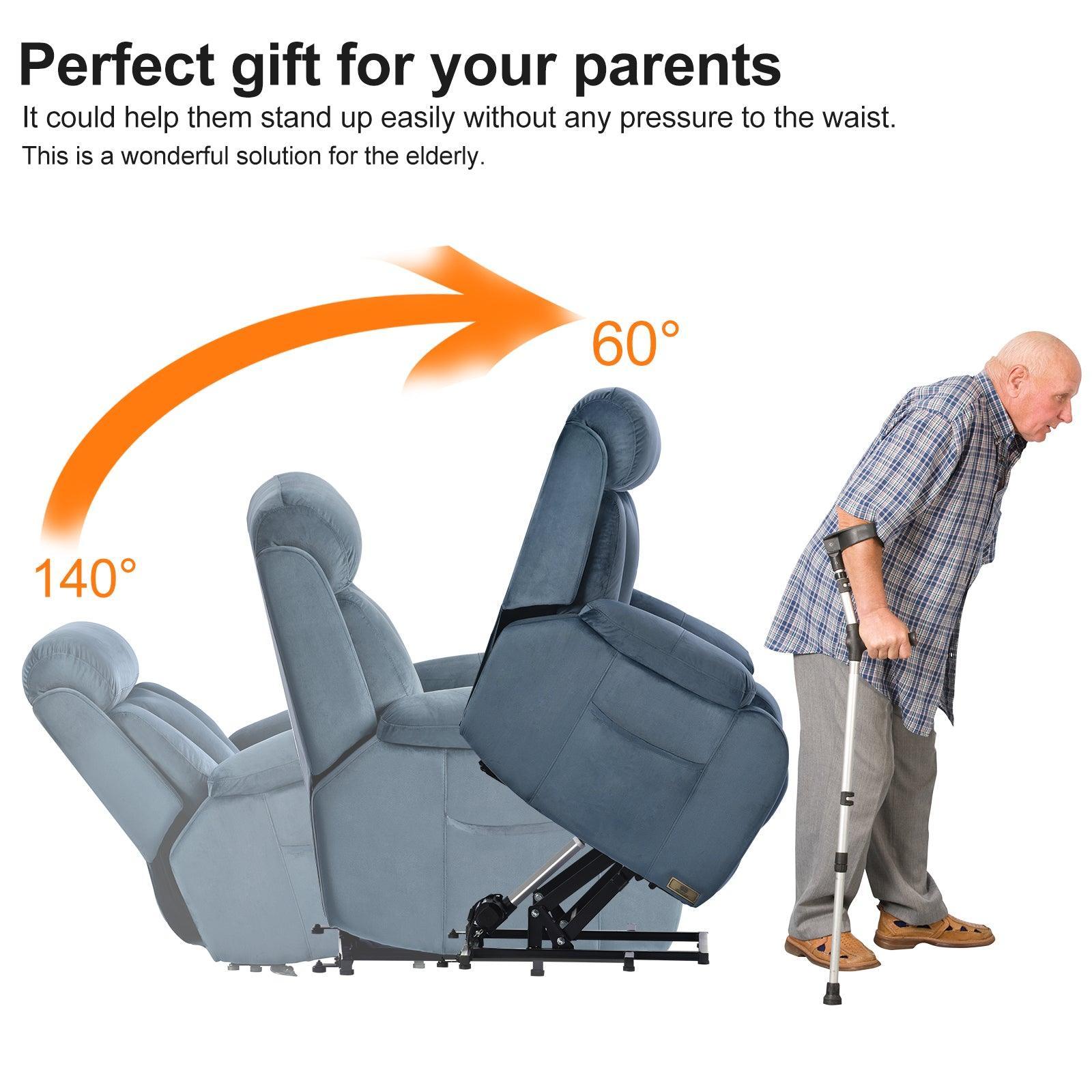 Lift Chair Recliner with Power Lift Assistance, Adjustable Angles, and Anti-Skid Stability, Navy Blue FredCo