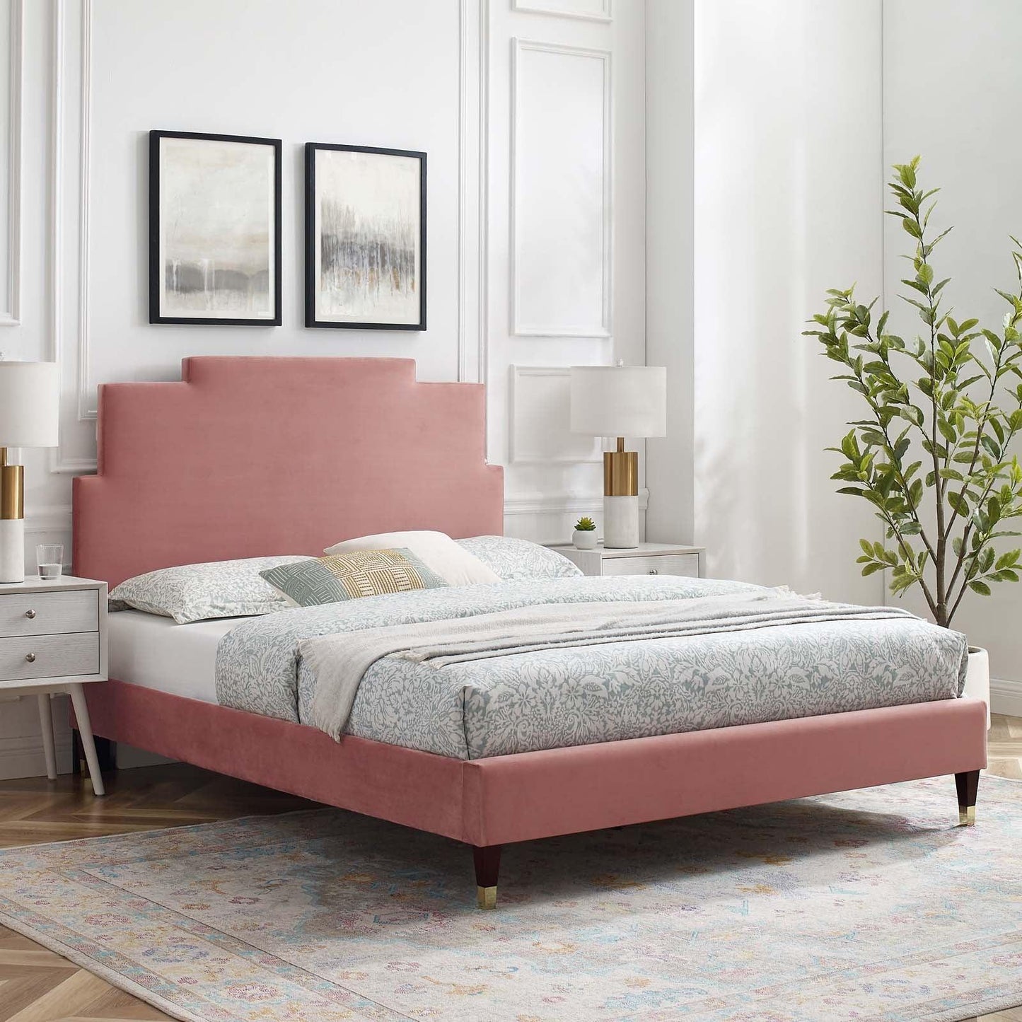 Lindsey Performance Velvet Full Platform Bed, MOD-6902 FredCo