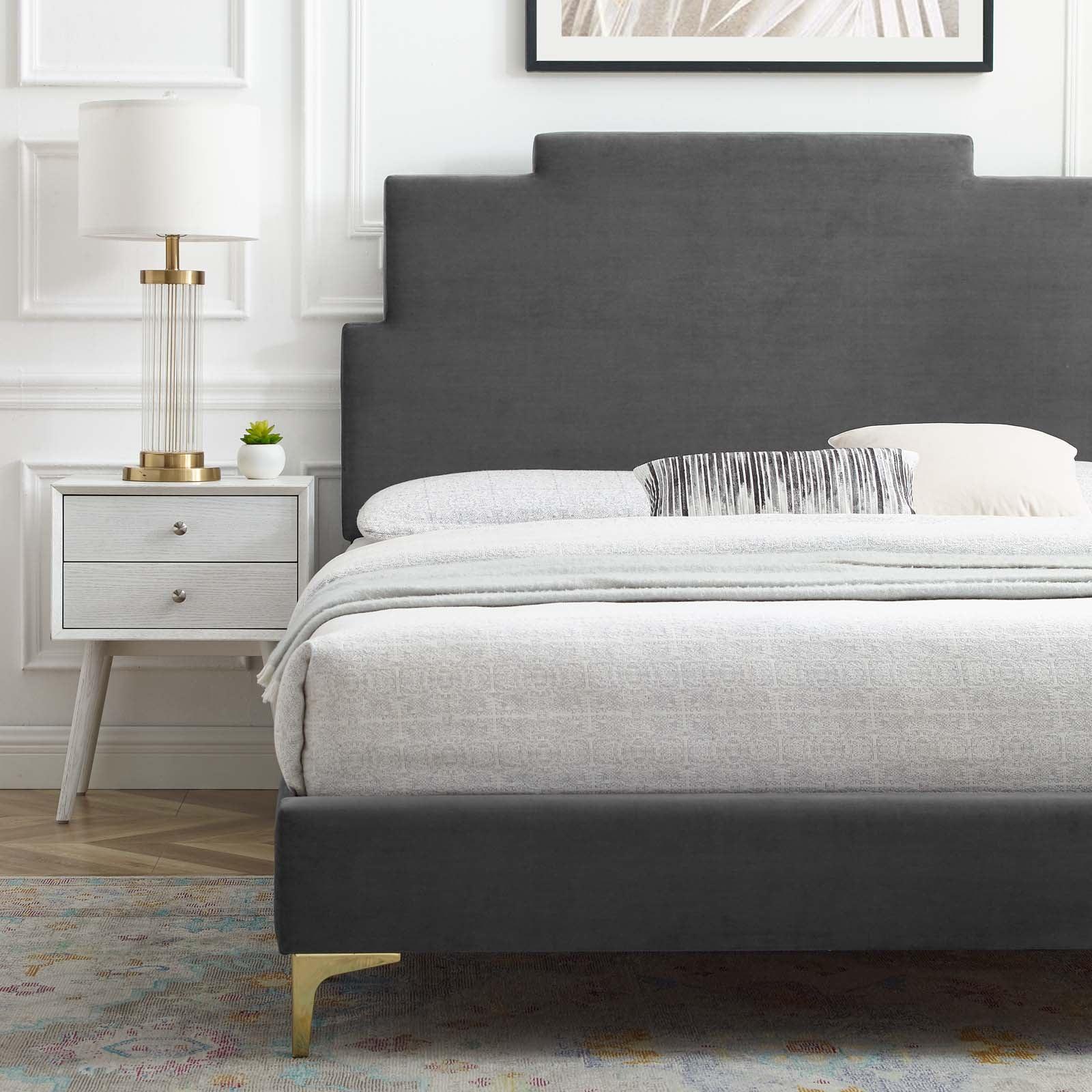 Lindsey Performance Velvet King Platform Bed, MOD-6925 FredCo