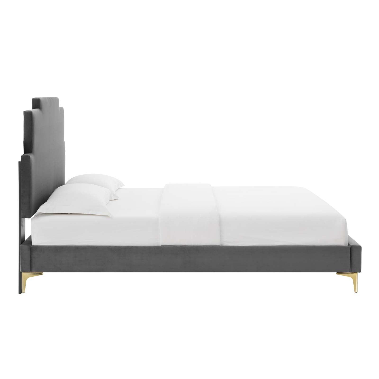Lindsey Performance Velvet King Platform Bed, MOD-6925 FredCo