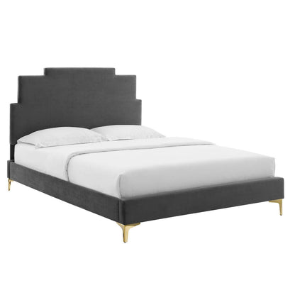 Lindsey Performance Velvet King Platform Bed, MOD-6925 FredCo