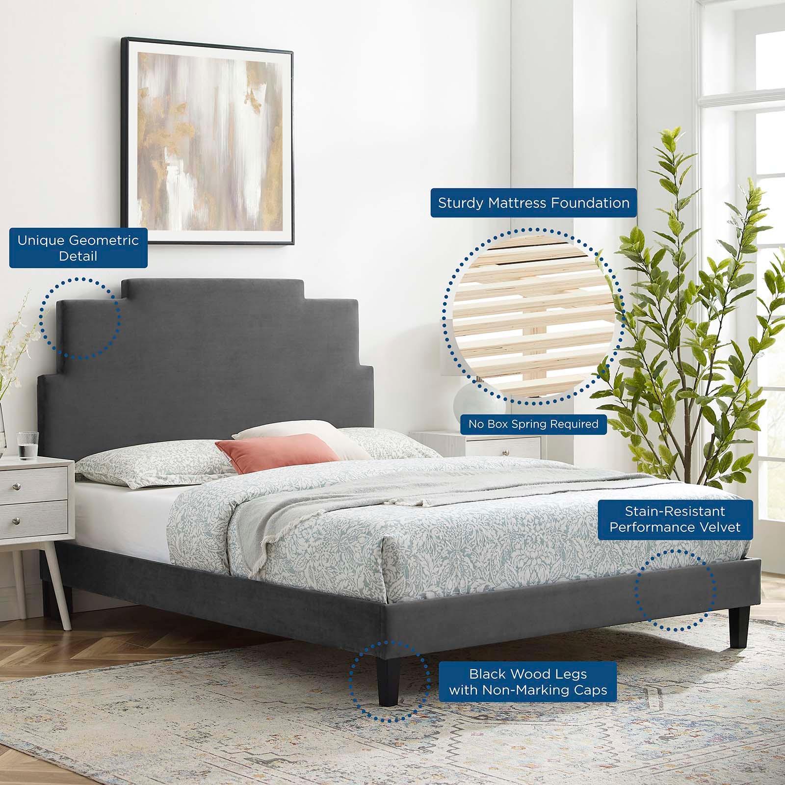 Lindsey Performance Velvet King Platform Bed, MOD-6927 FredCo