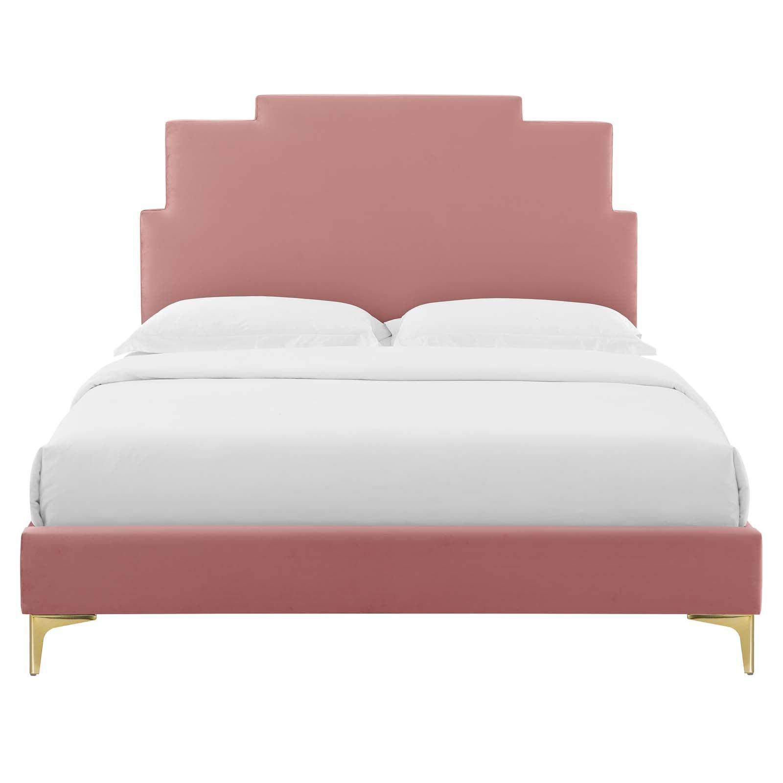 Lindsey Performance Velvet Queen Platform Bed, MOD-6703 FredCo