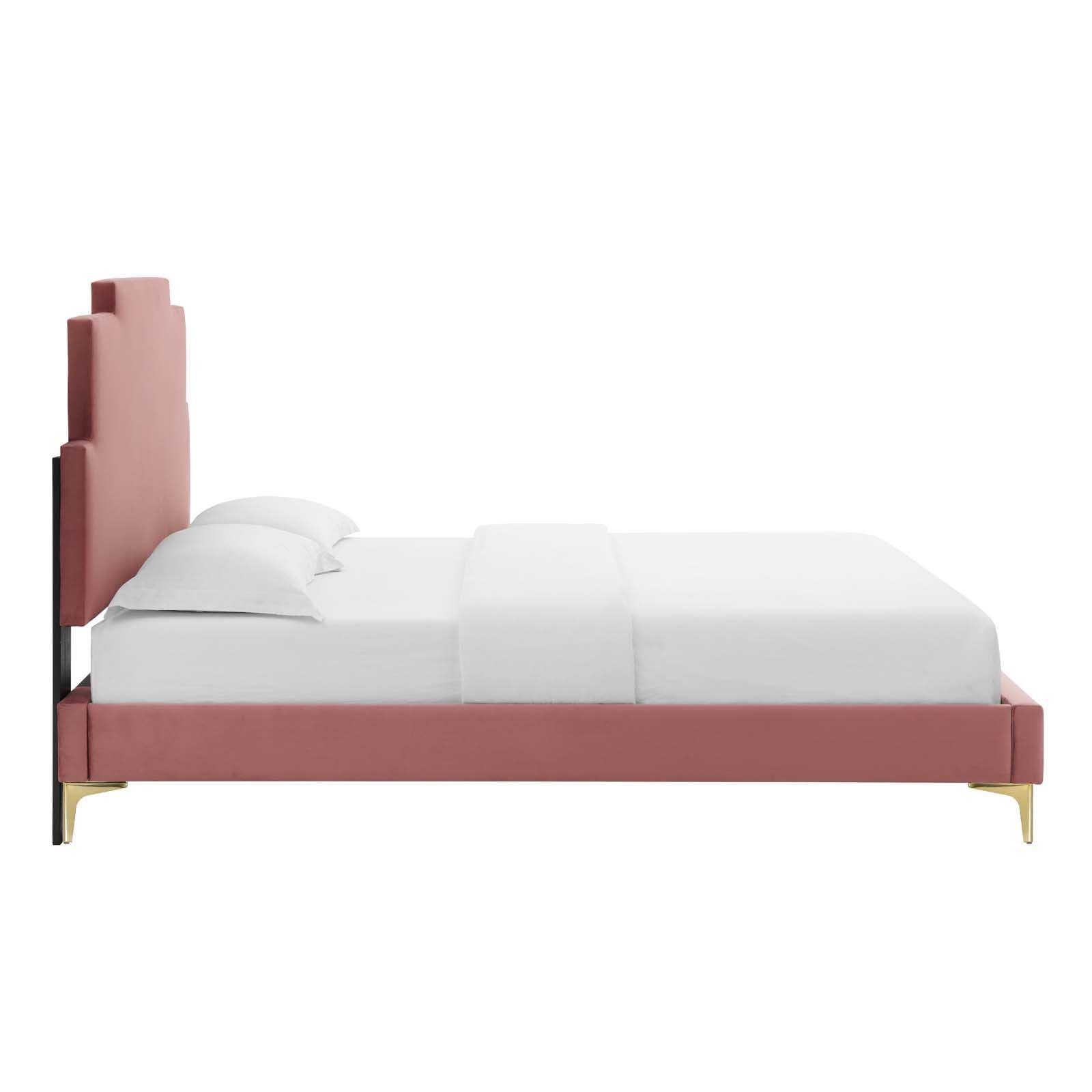 Lindsey Performance Velvet Queen Platform Bed, MOD-6703 FredCo