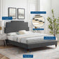 Lindsey Performance Velvet Queen Platform Bed, MOD-6704 FredCo