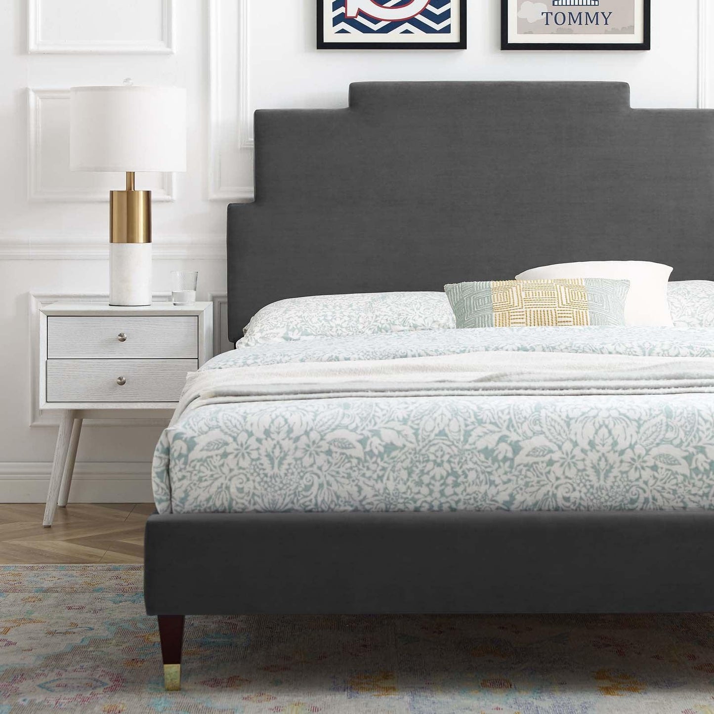 Lindsey Performance Velvet Queen Platform Bed, MOD-6704 FredCo