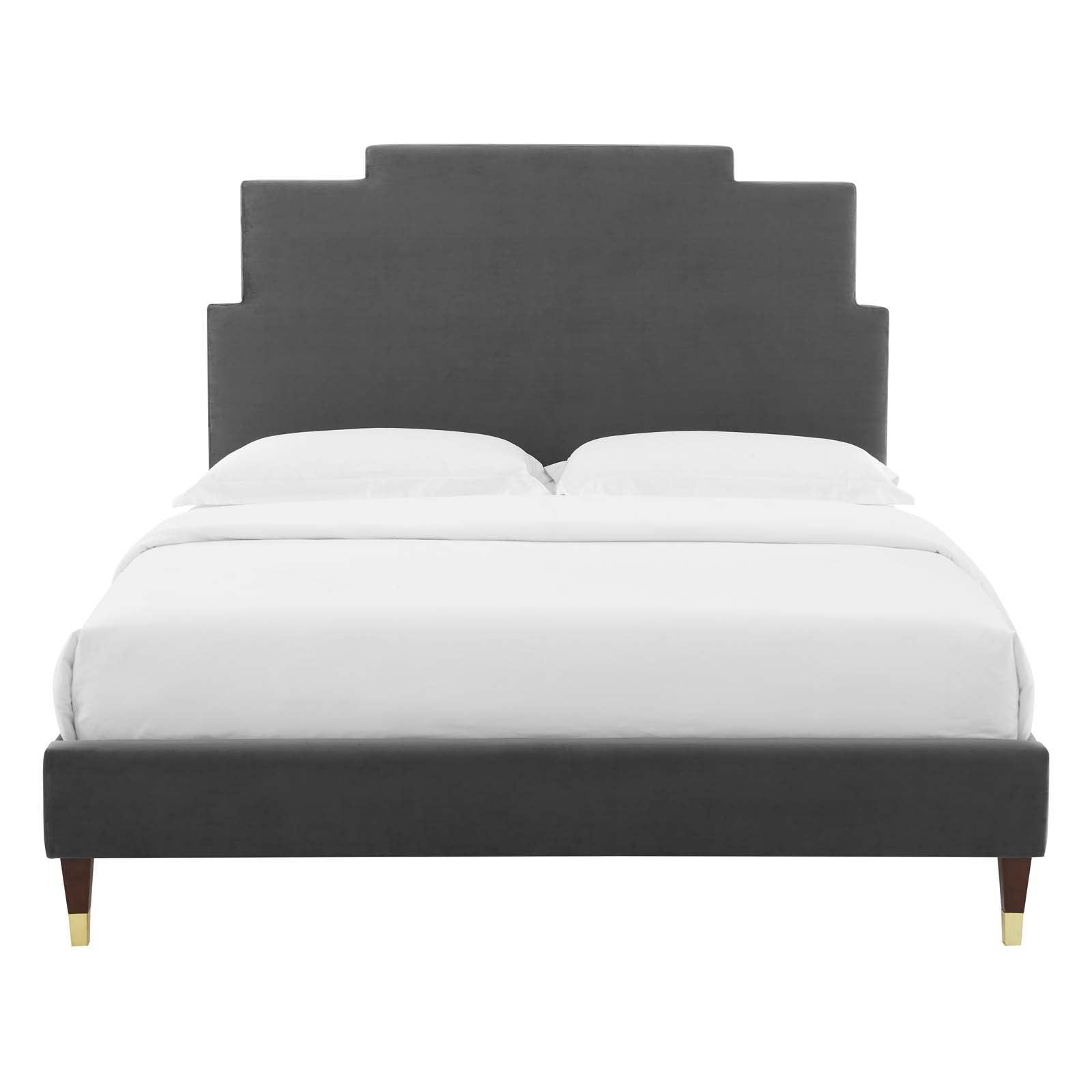 Lindsey Performance Velvet Queen Platform Bed, MOD-6704 FredCo