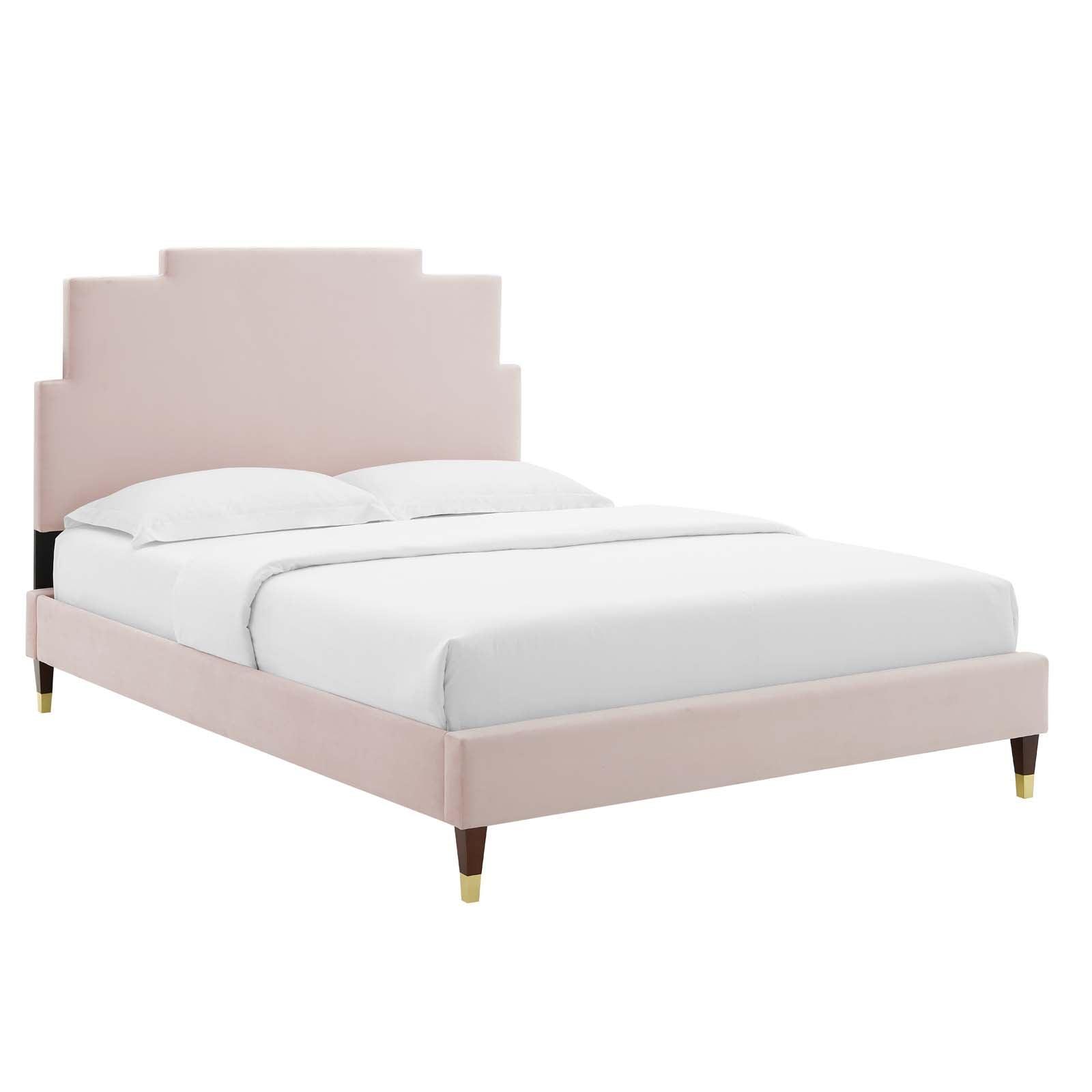 Lindsey Performance Velvet Queen Platform Bed, MOD-6704 FredCo