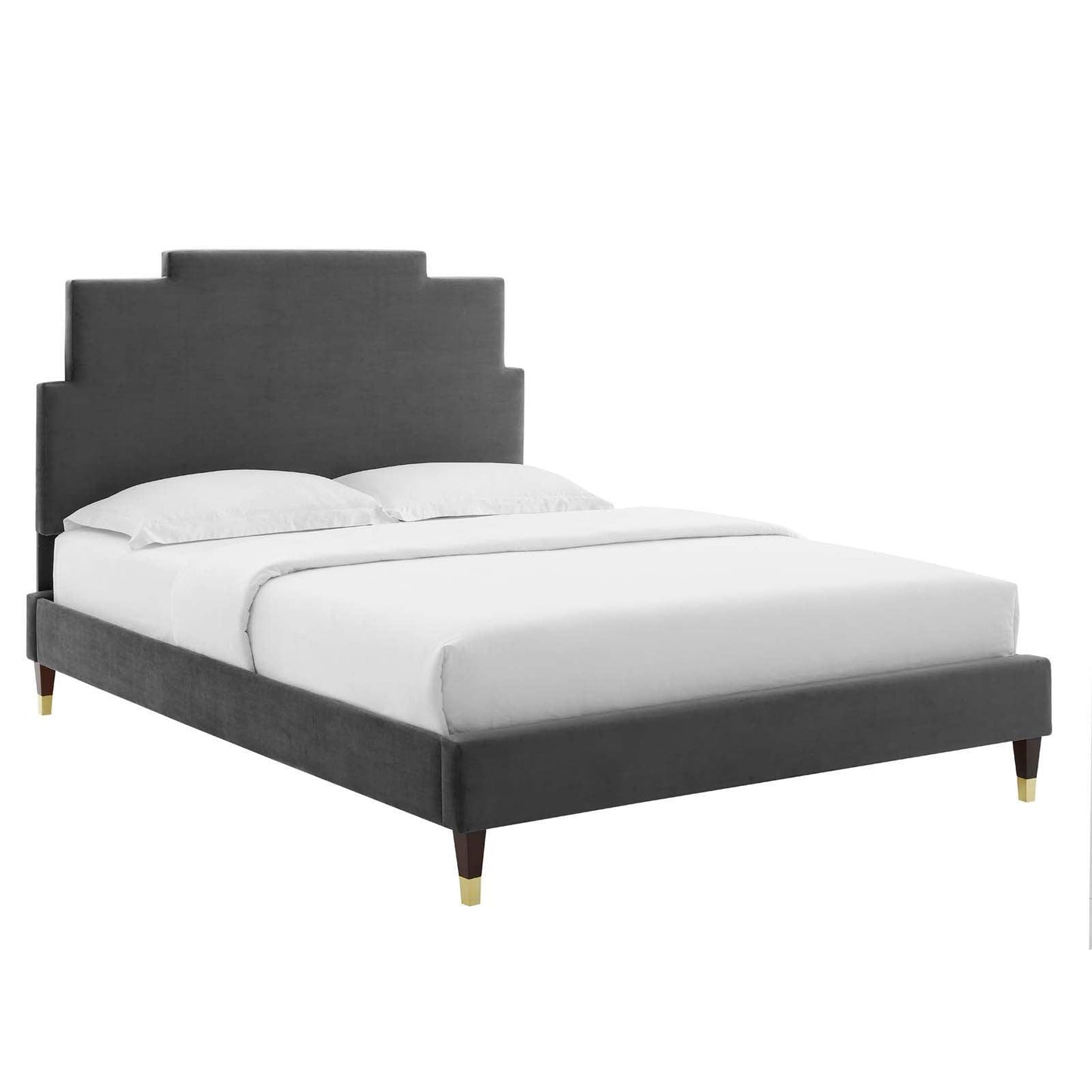 Lindsey Performance Velvet Queen Platform Bed, MOD-6704 FredCo
