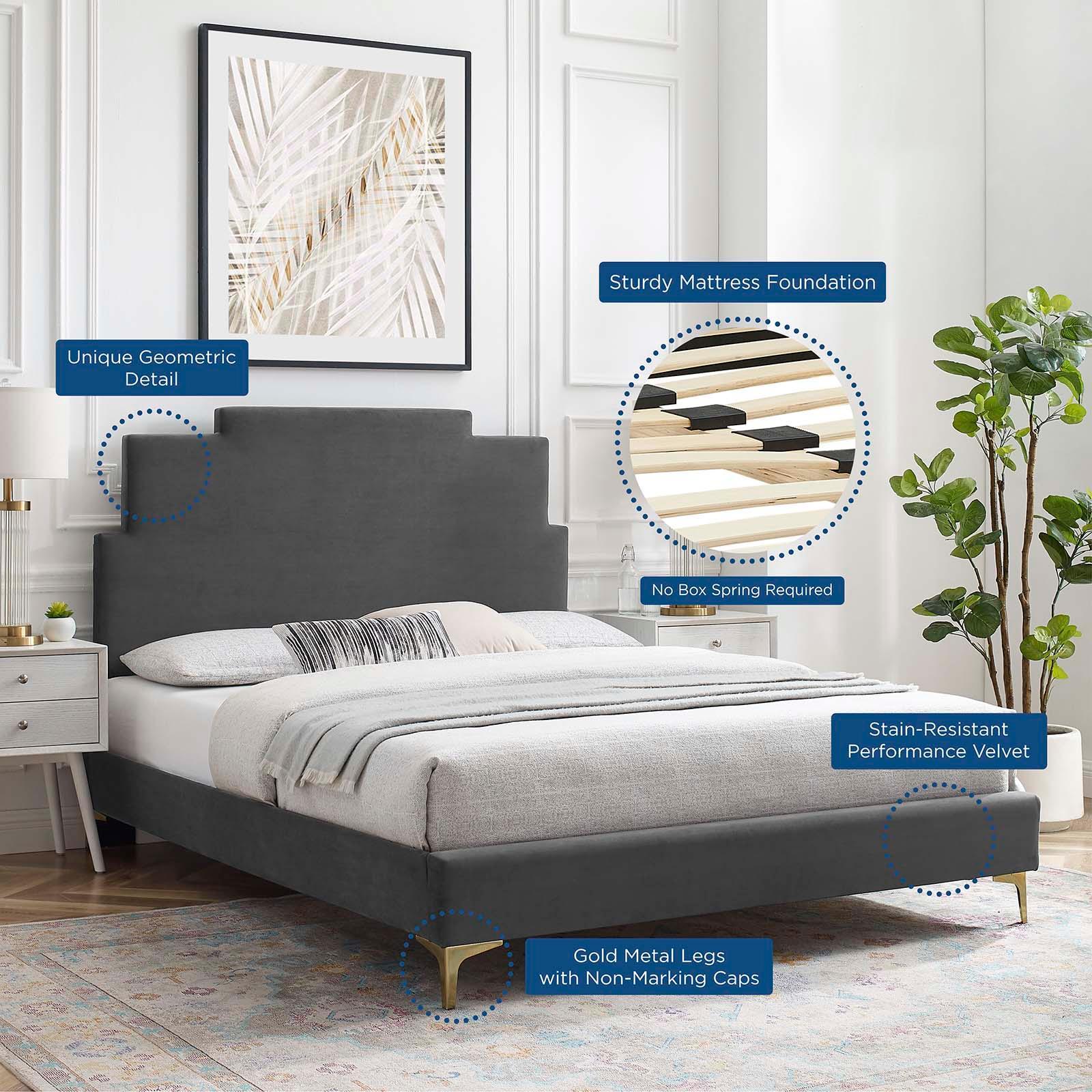 Lindsey Performance Velvet Twin Platform Bed, MOD-6895 FredCo